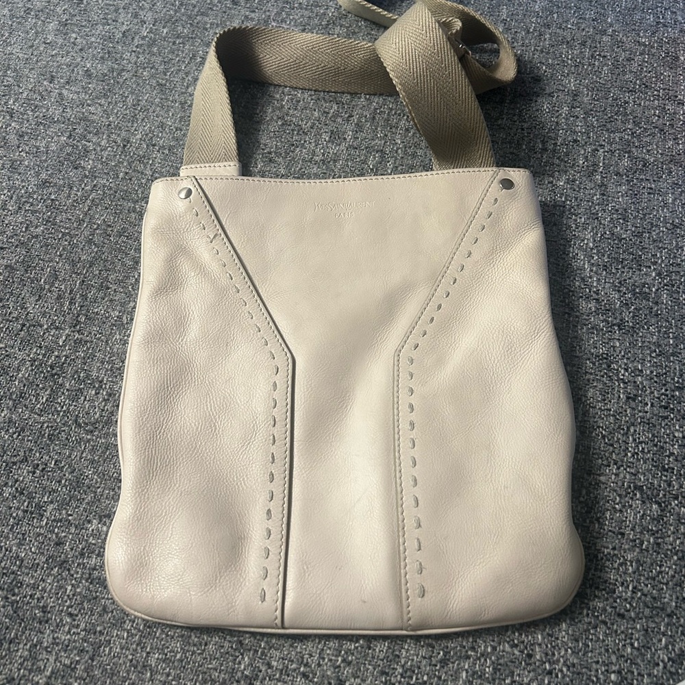 YSL Yves Saint Laurent White Leather Crossbody Bag